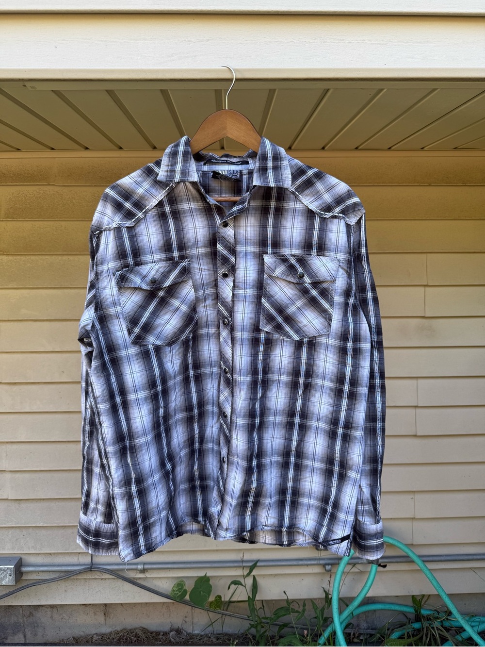 Vintage Y2K south-pole Pearl Snap Baggy double pocket flannel Button down Shirt